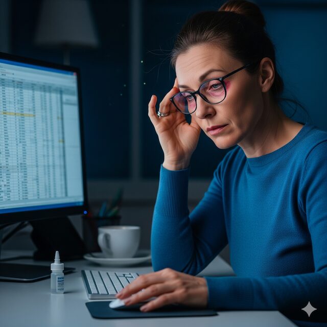 眼精疲労の女性