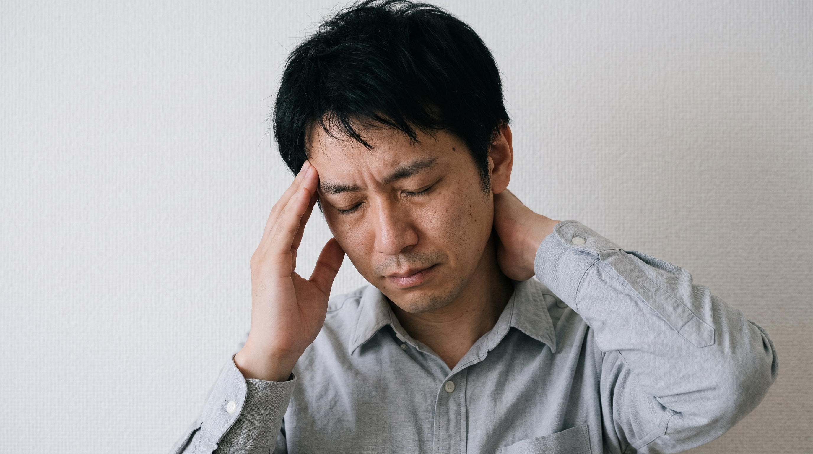 片頭痛の症状に悩む男性