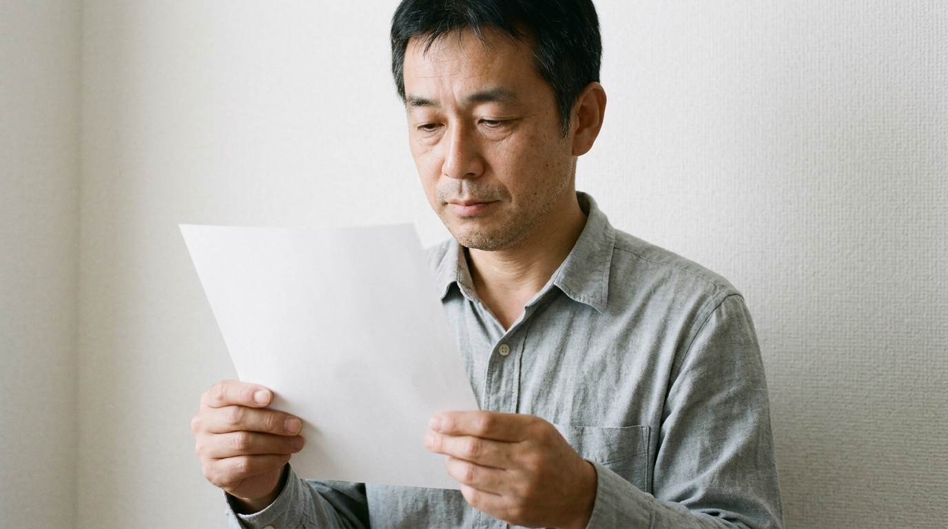 2型糖尿病の検査結果を手に、考え込む男性